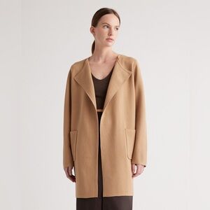 Quince 100% Organic Cotton Knit Collarless Coat Camel